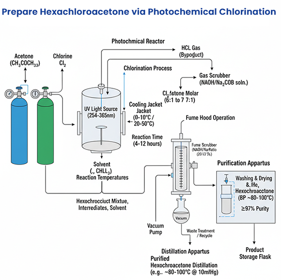 Prepare Hexachloroacetone via Photochemical Chlorination