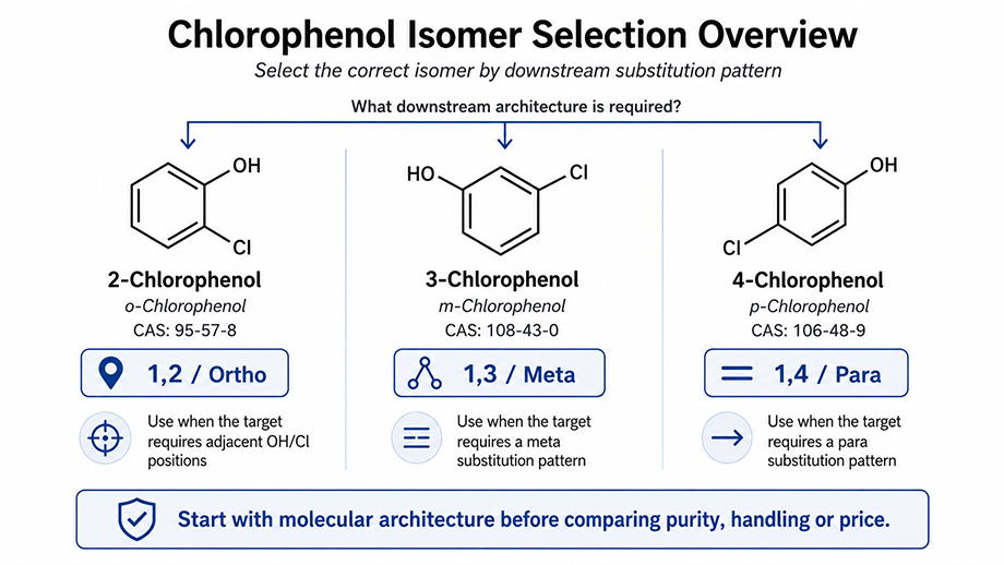 Selection guide comparing 2-, 3- and 4-Chlorophenol by downstream substitution pattern