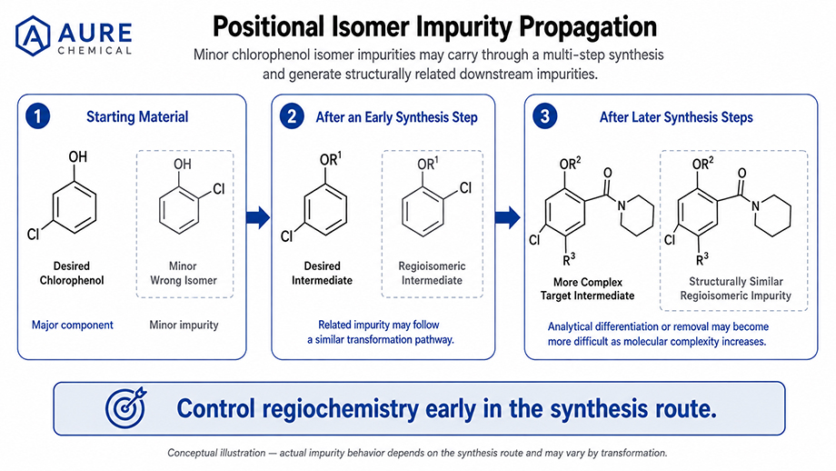 Conceptual propagation of chlorophenol positional isomer impurities through multi-step synthesis Conceptual propagation of chlorophenol positional isomer impurities through multi-step synthesis