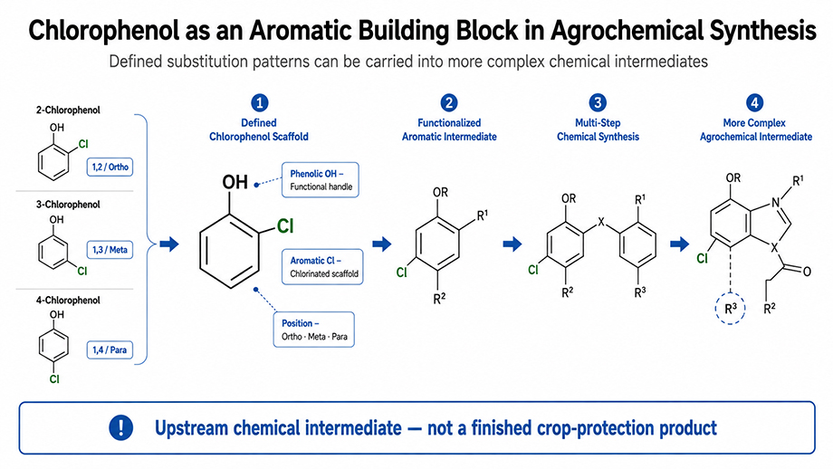 Chlorophenol as an aromatic building block in agrochemical intermediate synthesis Chlorophenol as an aromatic building block in agrochemical intermediate synthesis