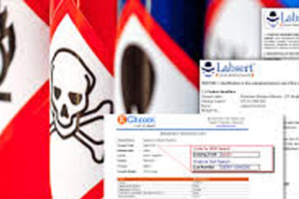 Chemical export compliance and documentation support illustration — Recommended size: 600×400px, showing compliance certificates, regulatory documents like SDS/COA, or official stamps and seals representing international standards